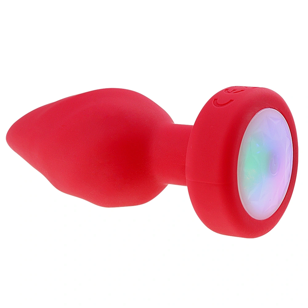 Dop Anal Led Light Vibrating Plug, Remote Control, 10 Moduri Vibratii, Silicon, USB, Rosu, 9 cm, Passion Labs, #8, Erotic24.ro