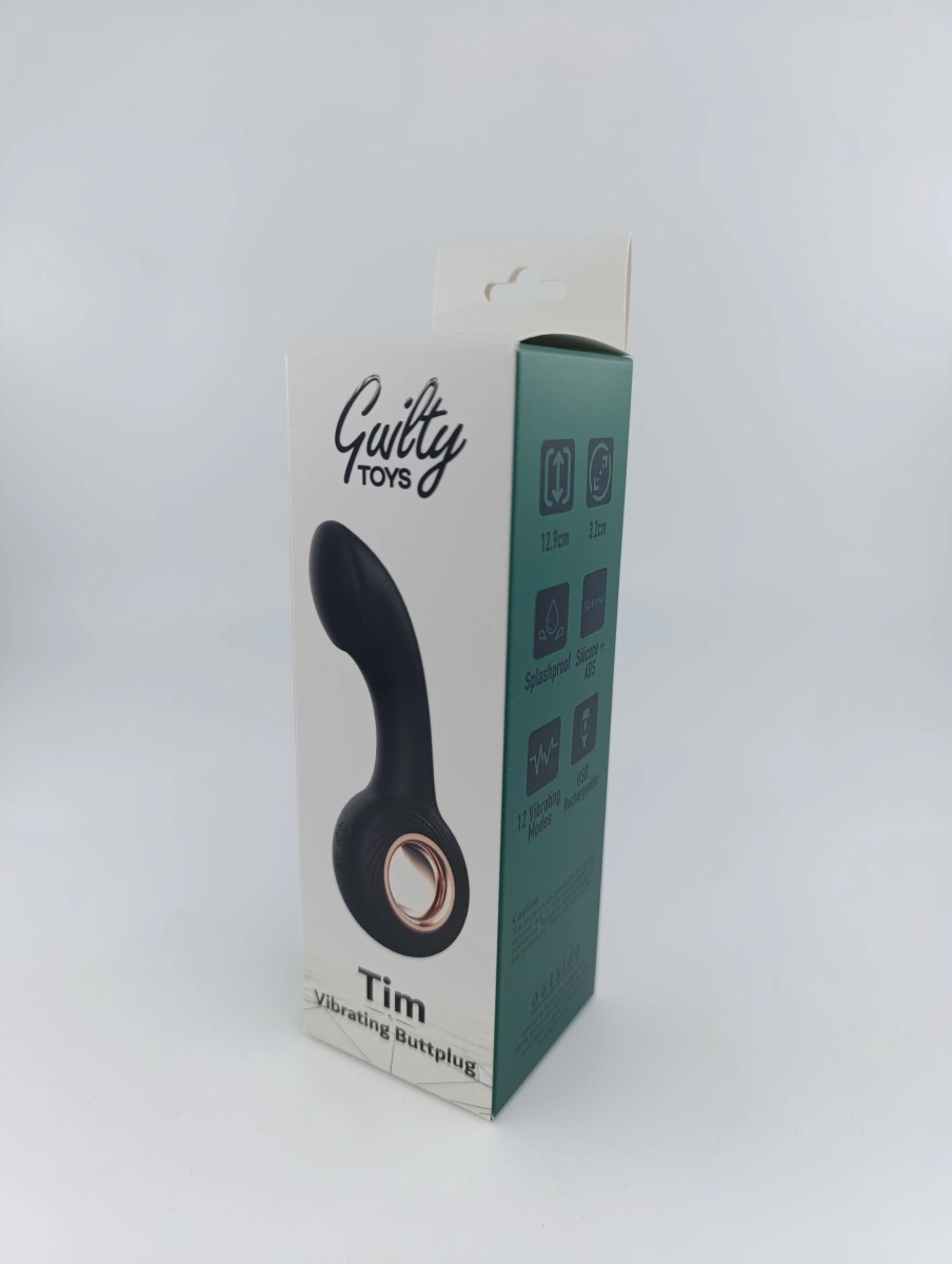 Vibrator Anal Tim, 12 Moduri Vibratii, Silicon, USB, Negru, 12.9 cm, Guilty Toys, #6, Erotic24.ro