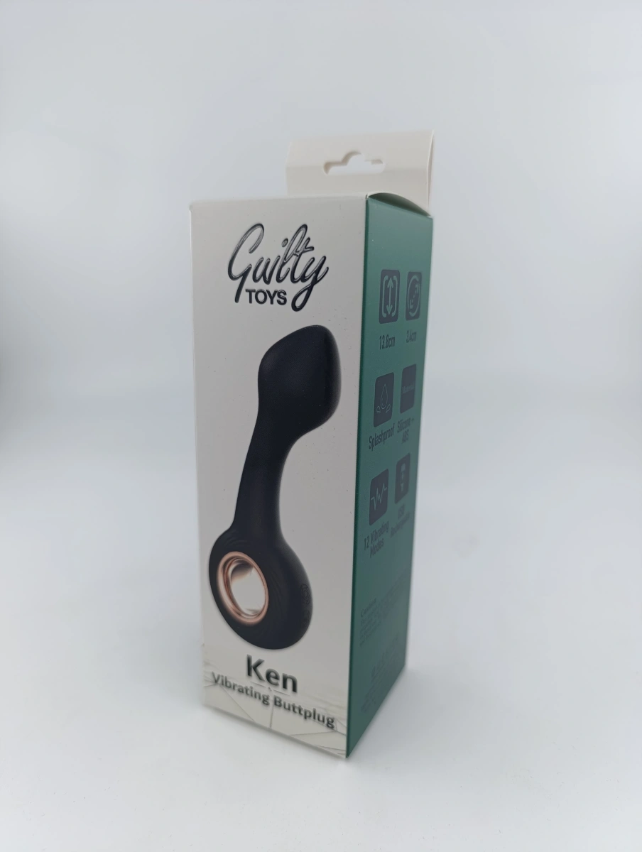 Vibrator Anal Ken, 12 Moduri Vibratii, Silicon, USB, Negru, 13.8 cm, Guilty Toys, Nr. 5, Erotic24.ro