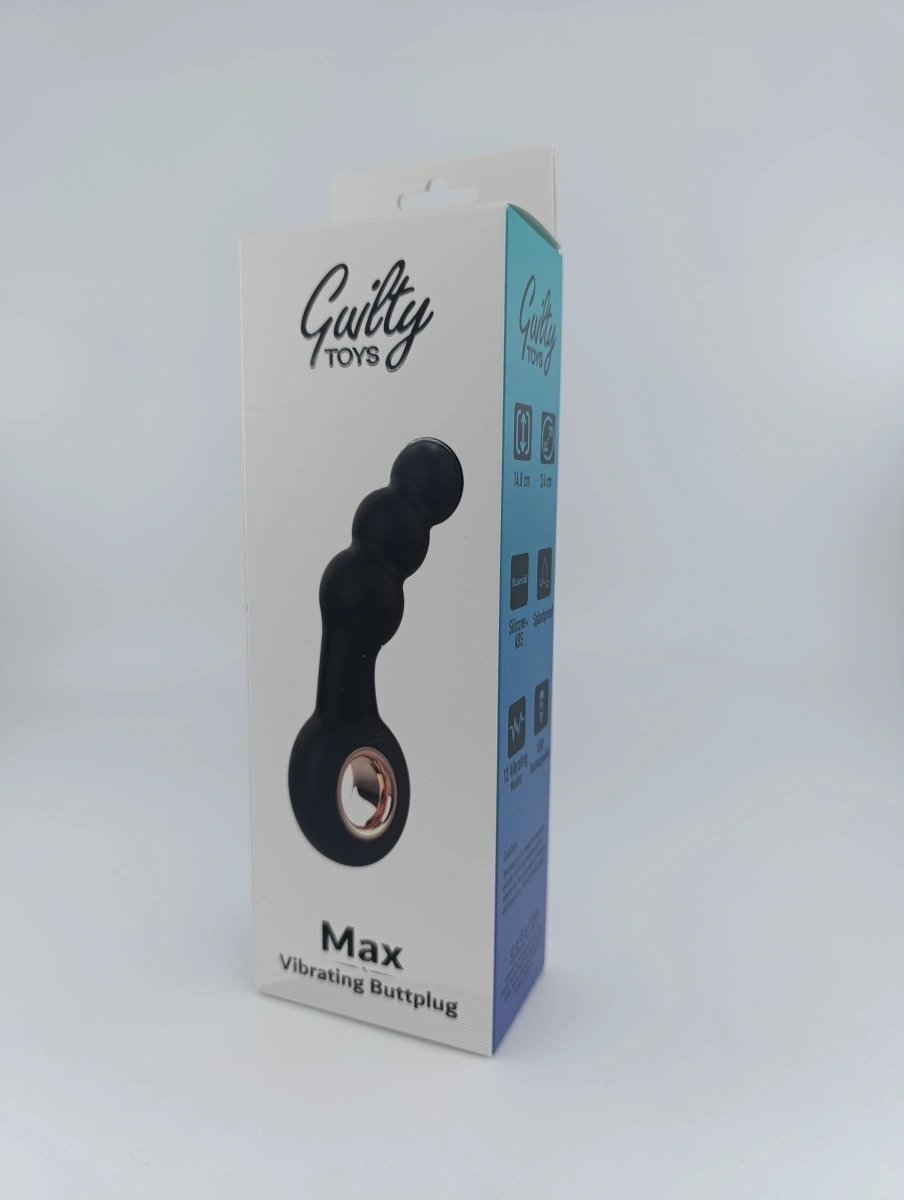 Vibrator Anal Max, 12 Moduri Vibratii, Silicon, USB, Negru, 14.8 cm, Guilty Toys, #6, Erotic24.ro
