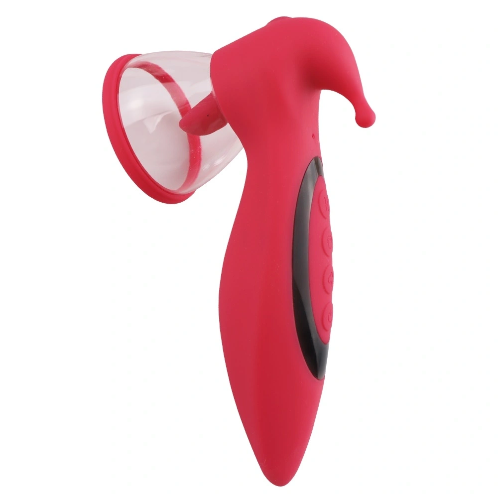 Stimulator 3 in 1, 2 Cupe Incluse, 10 Moduri Vibratii, 10 Moduri Suctiune, 10 Moduri Miscari Limba, Silicon, USB, Rosu, 17.1 cm, #4, Erotic24.ro