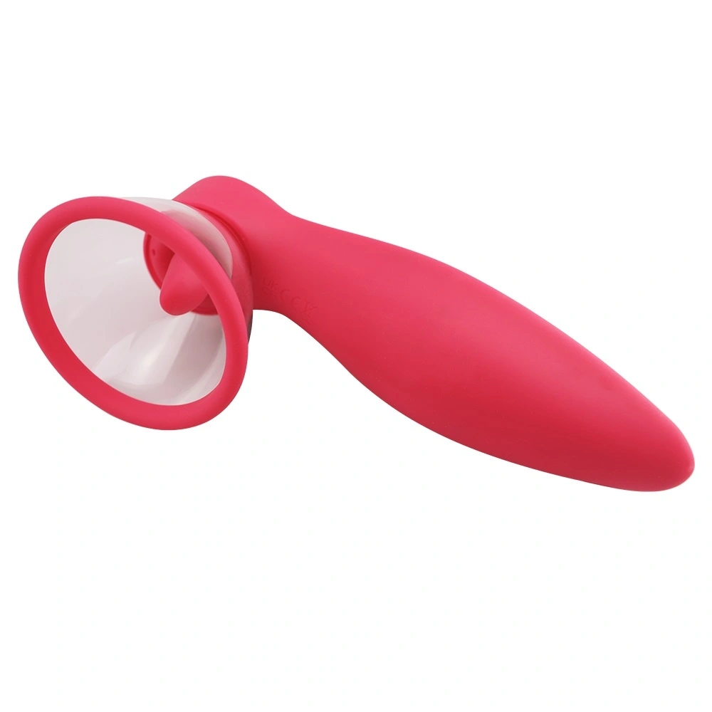 Stimulator 3 in 1, 2 Cupe Incluse, 10 Moduri Vibratii, 10 Moduri Suctiune, 10 Moduri Miscari Limba, Silicon, USB, Rosu, 17.1 cm, #6, Erotic24.ro