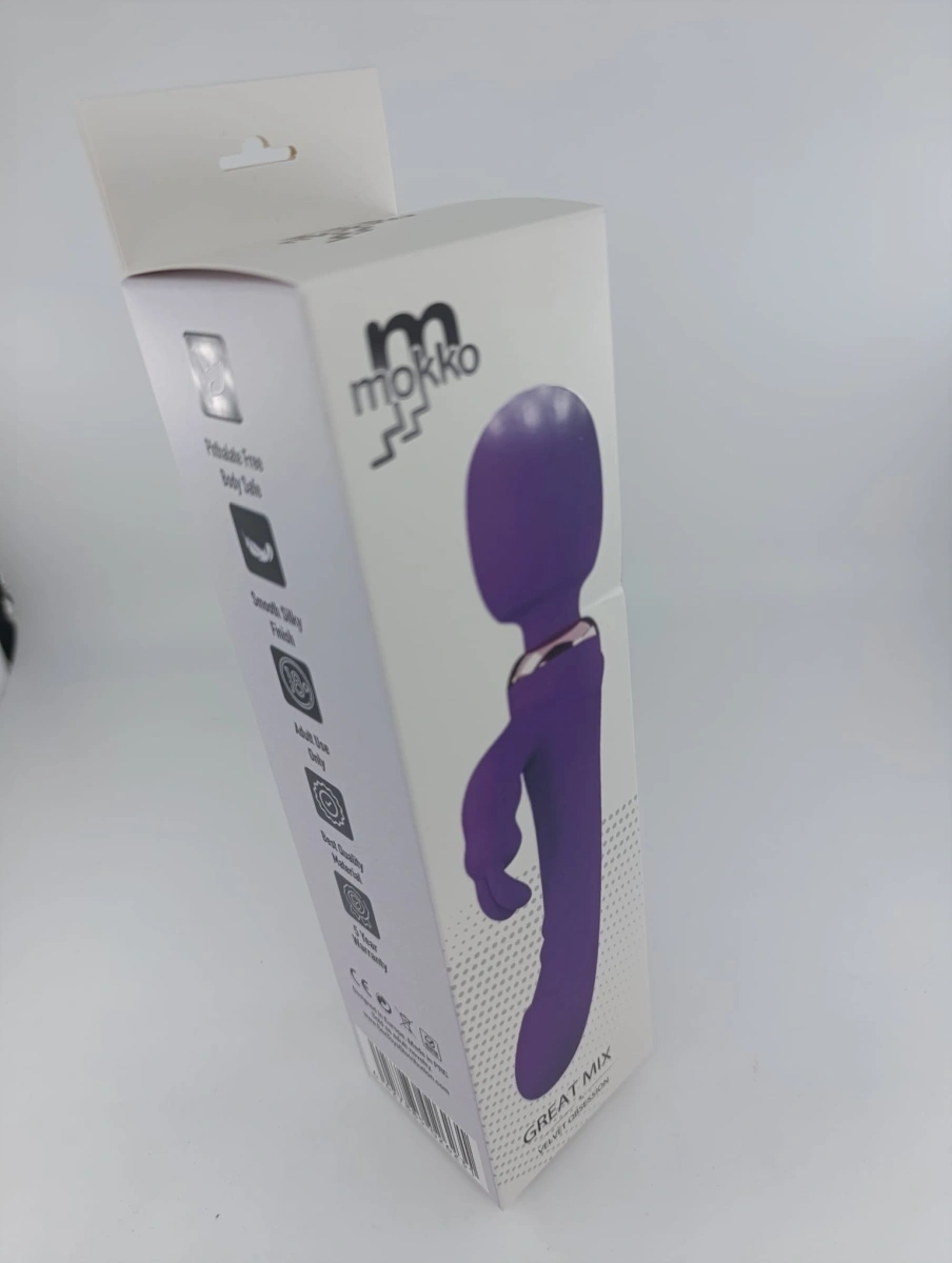 Vibrator Wand&Rabbit Great Mix, 10+10 Moduri Vibratii Puternice, Silicon, USB, Mov, 24.6 cm, Mokko Toys, Velvet Obession, #8, Erotic24.ro