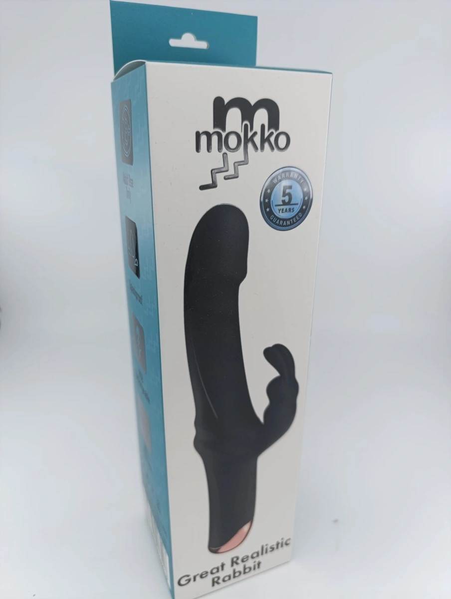 Vibrator Great Realistic Rabbit, 10 Moduri Vibratii Puternice, Silicon, USB, Negru, 22.5 cm, Mokko Toys, #4, Erotic24.ro