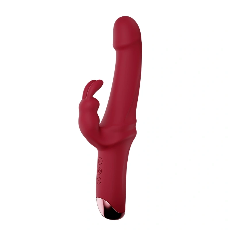 Vibrator Great Realistic Rabbit, 10 Moduri Vibratii Puternice, Silicon, USB, Rosu, 22.5 cm, Mokko Toys