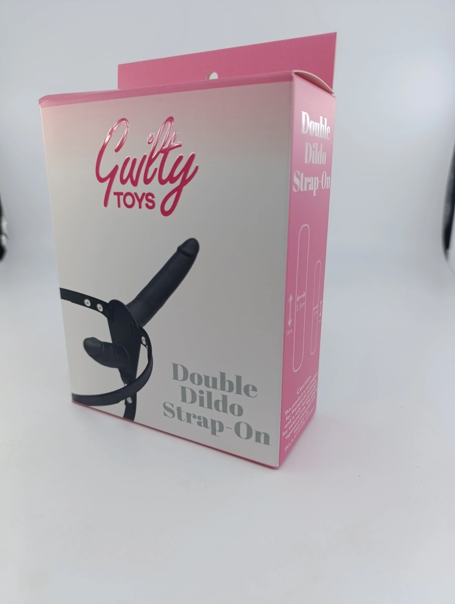 Strap-on pentru Femei-Double Dildo-Silicon, Negru, Guilty Toys, #3, Erotic24.ro