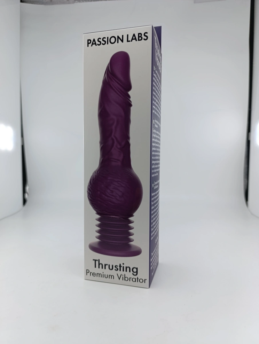 Vibrator Thrusting cu Ventuza, 10 Moduri Vibratii, 3 Moduri Impingere, Silicon, USB, Mov, 25 cm, Passion Labs, #5, Erotic24.ro