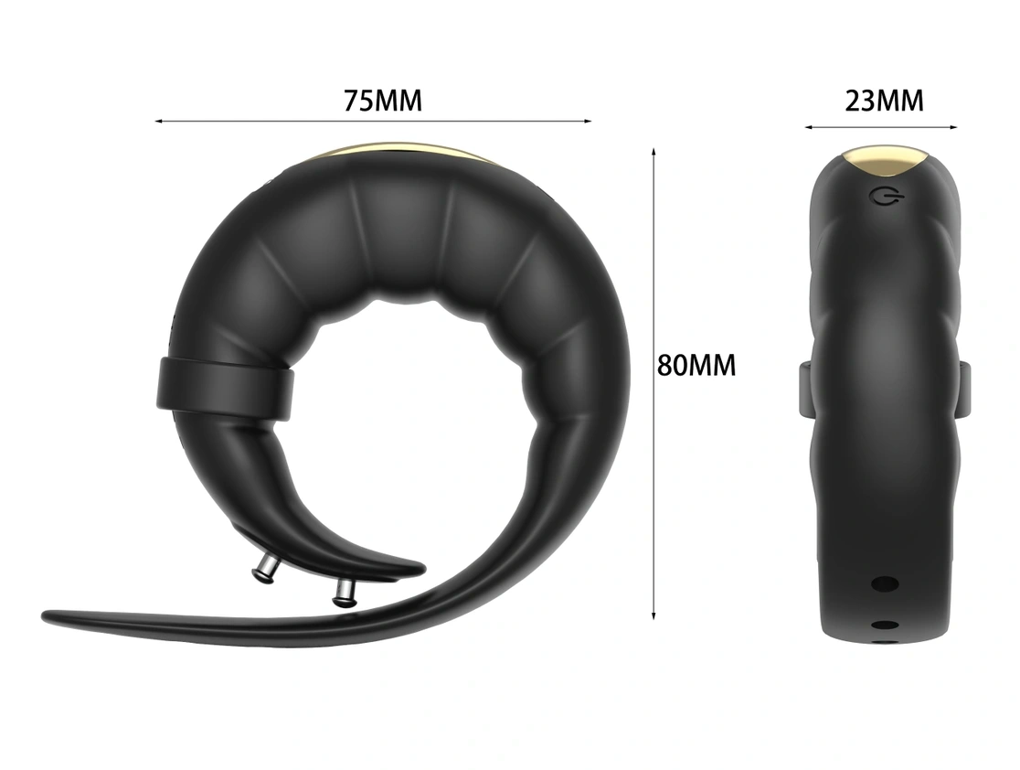 Inel de Penis Reglabil cu 10 Moduri Vibratii, Silicon, USB Magnetic, Negru, Guilty Toys, #6, Erotic24.ro