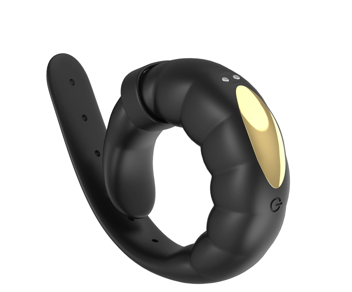 Inel de Penis Reglabil cu 10 Moduri Vibratii, Silicon, USB Magnetic, Negru, Guilty Toys