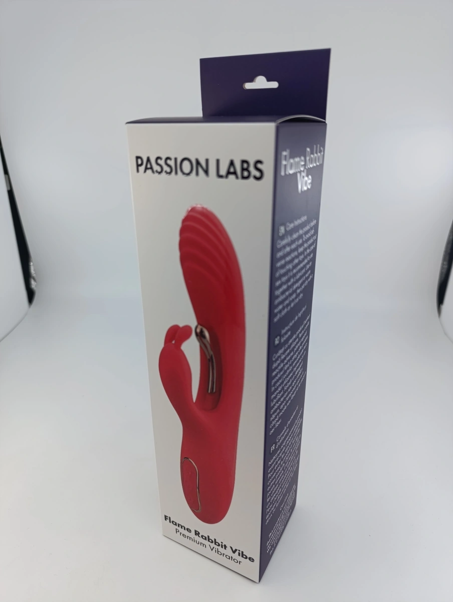 Vibrator Rabbit Flame, Super Puternic, 3 Motoare Independente, 9 Moduri Vibratii, Silicon, USB, Rosu, 22.2 cm, Passion Labs, #5, Erotic24.ro