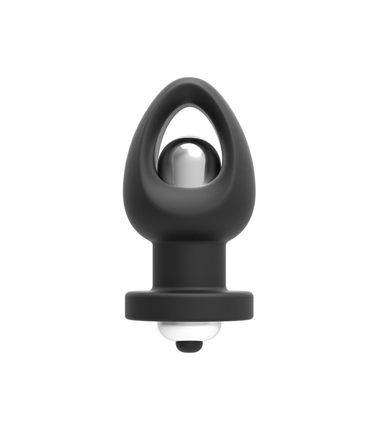 Dop Anal cu Glont Vibrator Detasabil, Silicon si ABS, Negru, 6.7 cm, Guilty Toys