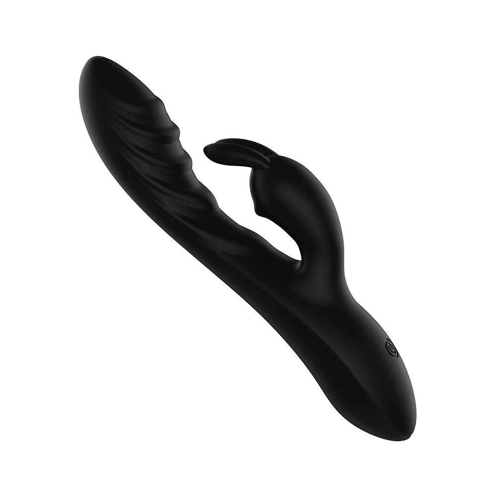 Vibrator Lucky Rabbit, 10 Moduri Vibratii, Silicon Lichid, USB, Negru, 20.4 cm, Mokko Toys, #3, Erotic24.ro