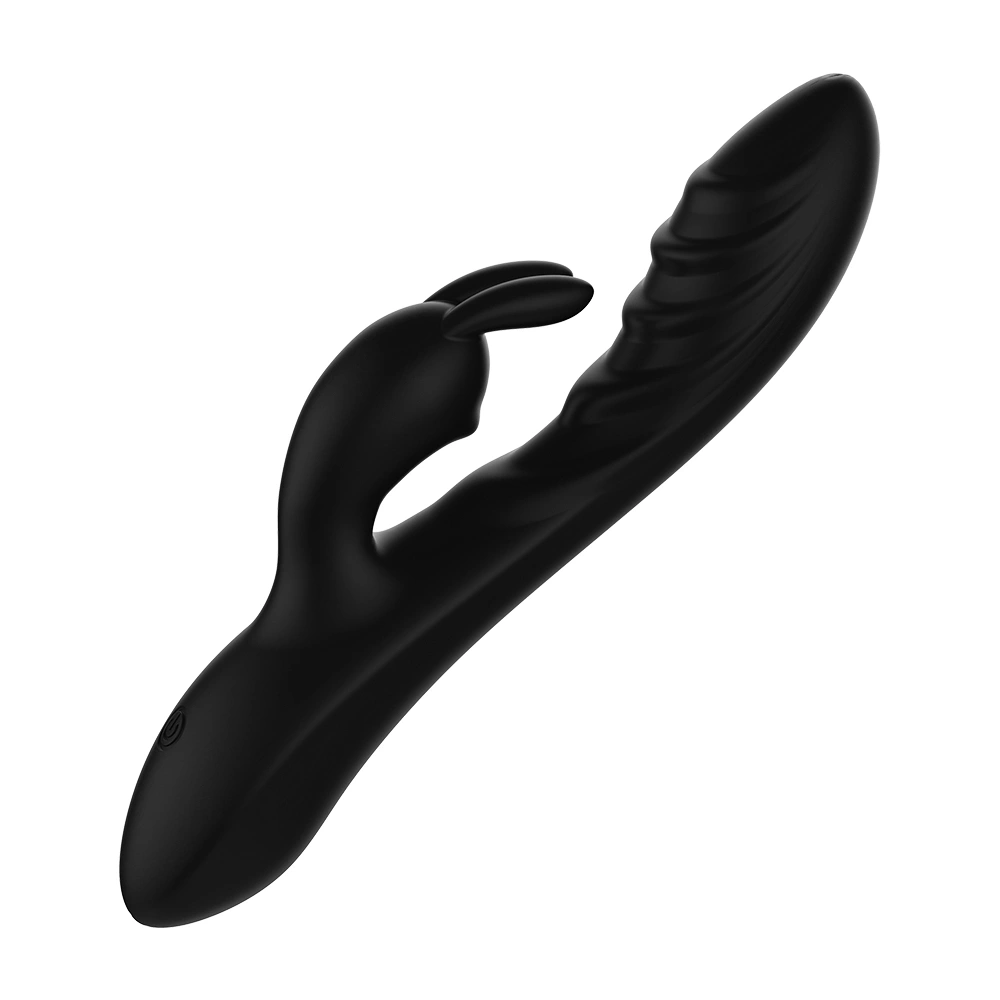 Vibrator Lucky Rabbit, 10 Moduri Vibratii, Silicon Lichid, USB, Negru, 20.4 cm, Mokko Toys, #4, Erotic24.ro
