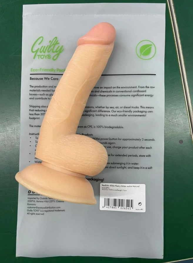 Dildo Realist Dino cu Ventuza, PVC, Natural, 17.5 cm, Guilty Toys, #6, Erotic24.ro