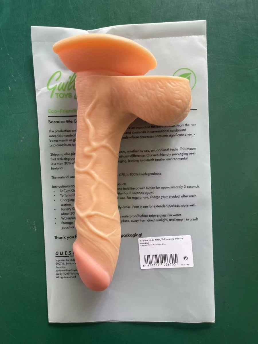 Dildo Realist Mario cu Ventuza, PVC, Natural, 21 cm, Guilty Toys, #7, Erotic24.ro