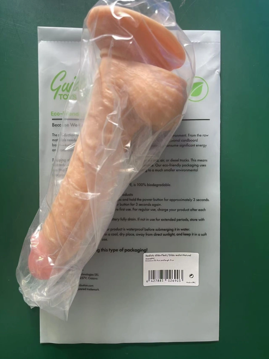 Dildo Realist Michael cu Ventuza, PVC, Natural, 21 cm, Guilty Toys, Nr. 5, Erotic24.ro