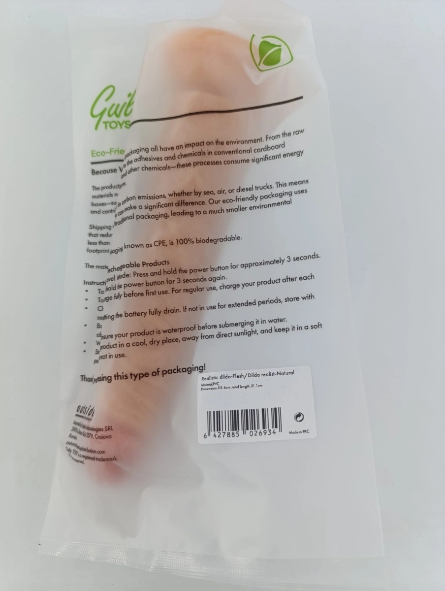 Dildo Realist Alessio cu Ventuza, PVC, Natural, 21.1 cm, Guilty Toys, Nr. 6, Erotic24.ro