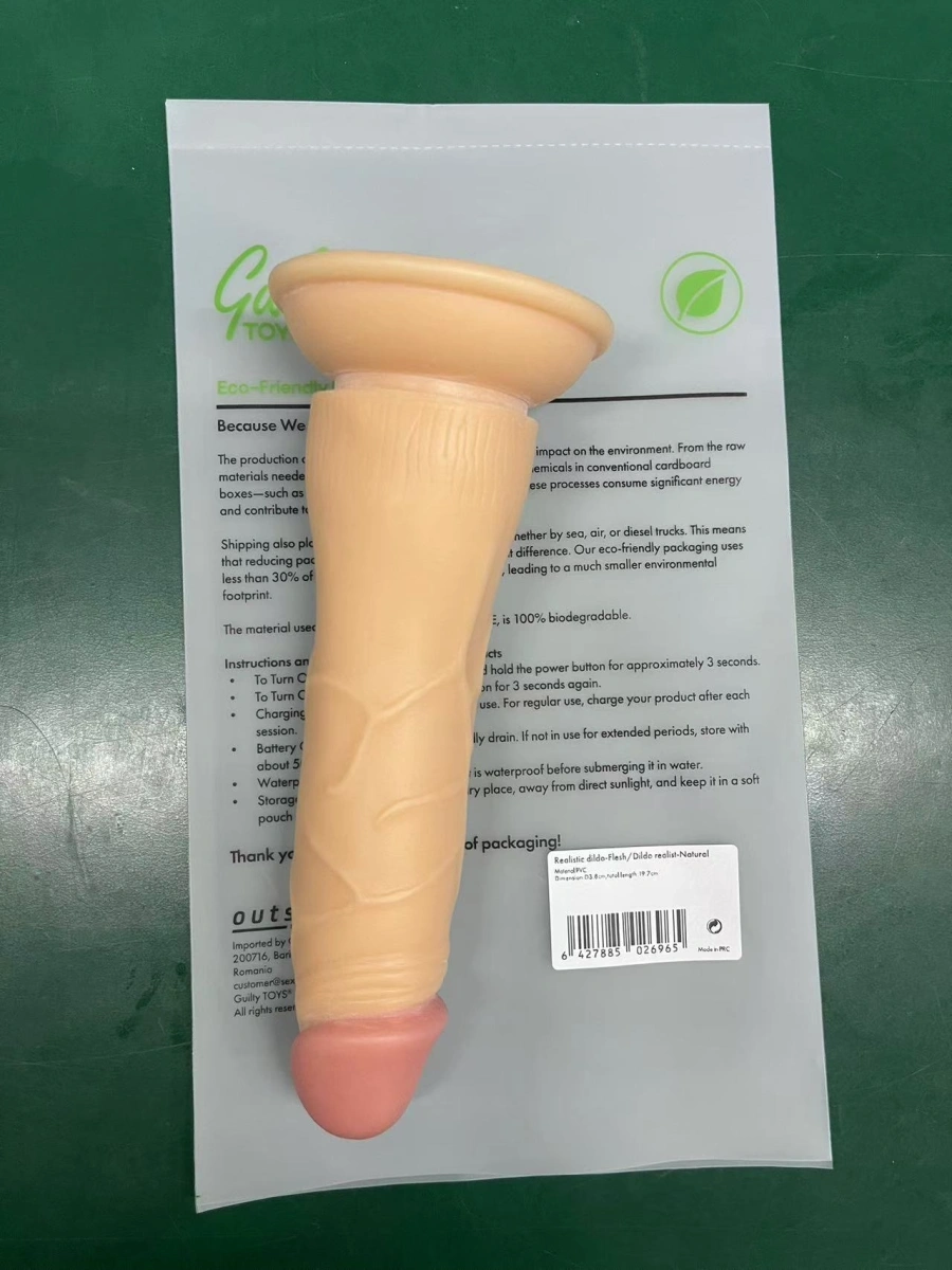 Dildo Realist Aldo cu Ventuza, PVC, Natural, 19.7 cm, Guilty Toys, Nr. 6, Erotic24.ro