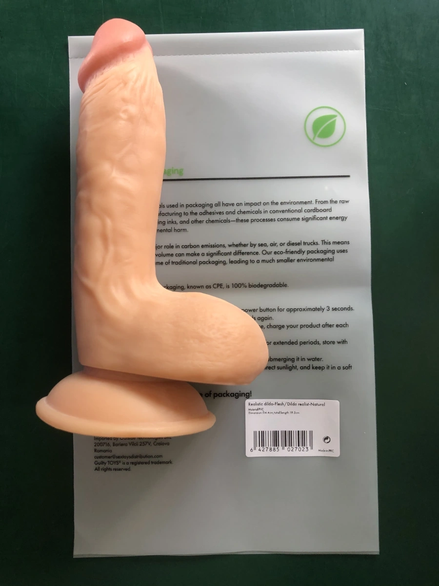 Dildo Realist Nelson cu Ventuza, PVC, Natural, 19.5 cm, Guilty Toys, #7, Erotic24.ro