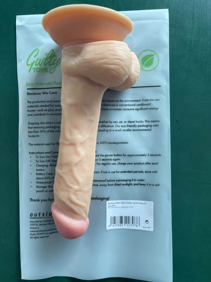 Dildo Realist Harry cu Ventuza, PVC, Natural, 20.5 cm, Guilty Toys, #6, Erotic24.ro
