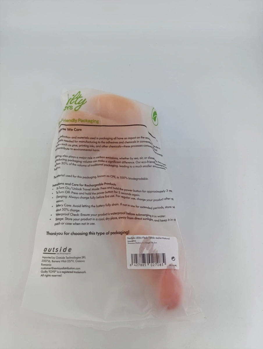 Dildo Realist Thomas cu Ventuza, PVC, Natural, 20.5 cm, Guilty Toys, Nr. 9, Erotic24.ro