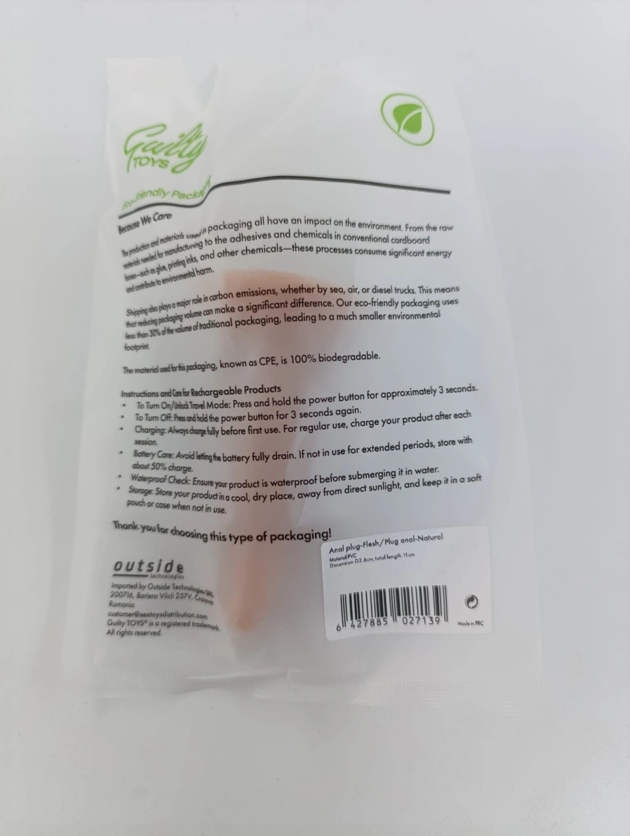 Dop Anal Classic Buttplug, PVC, Natural, 11 cm, Guilty Toys, #7, Erotic24.ro