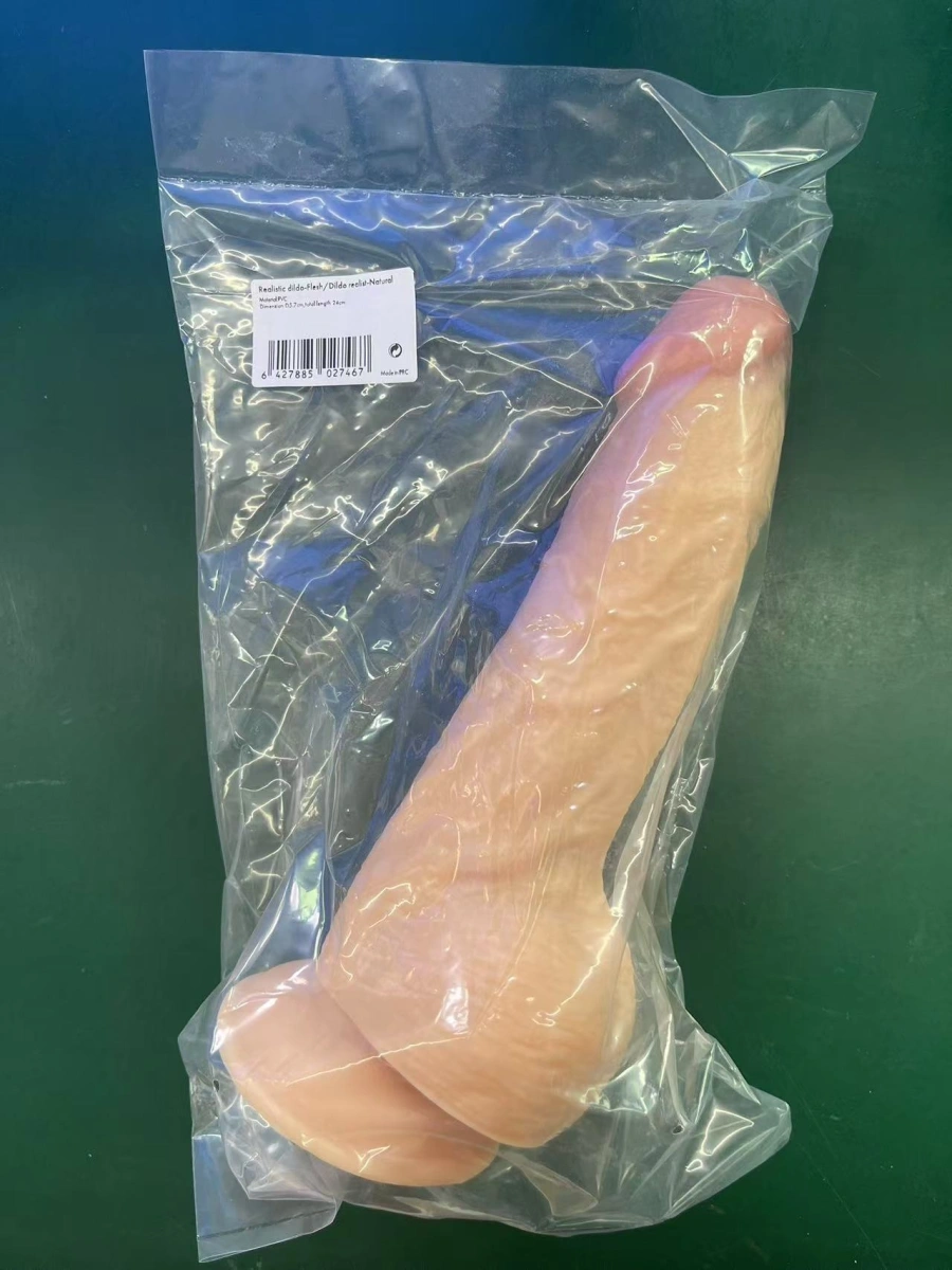 Dildo Realist Valentino cu Ventuza, PVC, Natural, 24 cm, Nr. 10, Erotic24.ro
