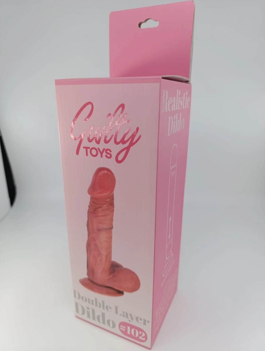 Dildo Realist No.102 cu Ventuza, PVC Premium, Dublu Strat, Natural, 21.4 cm, Guilty Toys, #9, Erotic24.ro