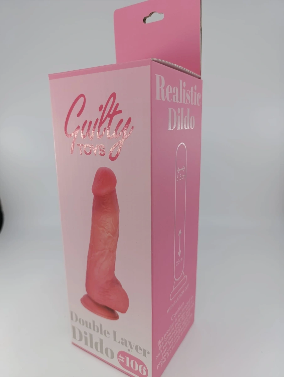 Dildo Realist No.106 cu Ventuza, PVC Premium, Dublu Strat, Natural, 23 cm, Guilty Toys, Nr. 10, Erotic24.ro