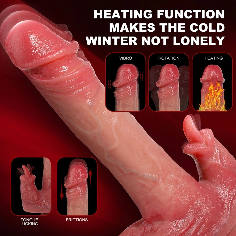 Vibrator Rabbit Thrusting&Heating, Remote Control, 9 Moduri Vibratii, 10 Moduri Impingere, Silicon Lichid, USB, Natural, 21.8 cm, Passion Labs, #6, Erotic24.ro