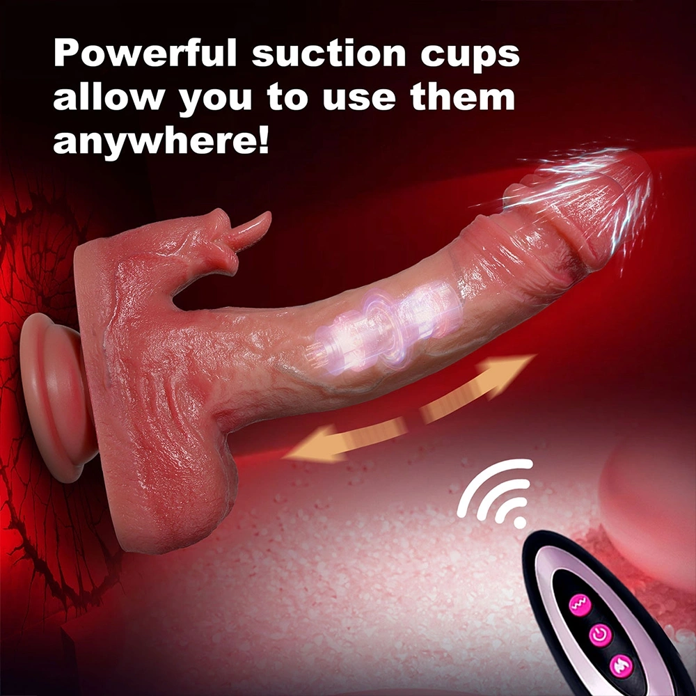 Vibrator Rabbit Thrusting&Heating, Remote Control, 9 Moduri Vibratii, 10 Moduri Impingere, Silicon Lichid, USB, Natural, 21.8 cm, Passion Labs, #4, Erotic24.ro