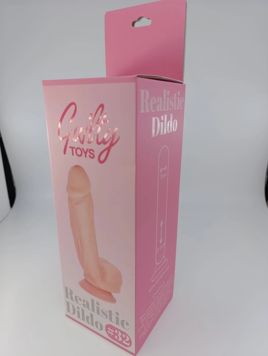 Dildo Realist No. 32, TPE Premium, Natural, 21.6 cm, Guilty Toys, Nr. 7, Erotic24.ro