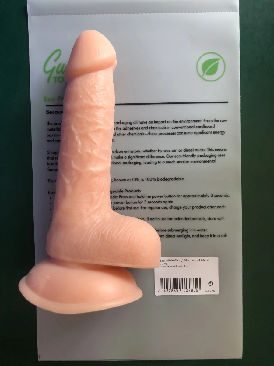 Dildo Realist Jerry cu Ventuza la Baza, TPE Premium, Natural, 18 cm, Guilty Toys, #7, Erotic24.ro