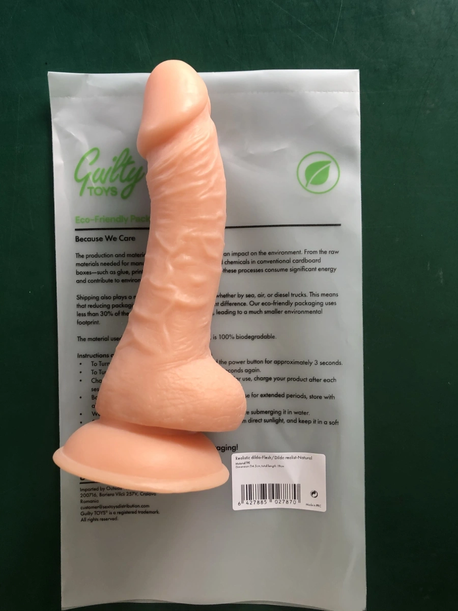 Dildo Realist Edward cu Ventuza la Baza, TPE Premium, Natural, 19 cm, Guilty Toys, #8, Erotic24.ro