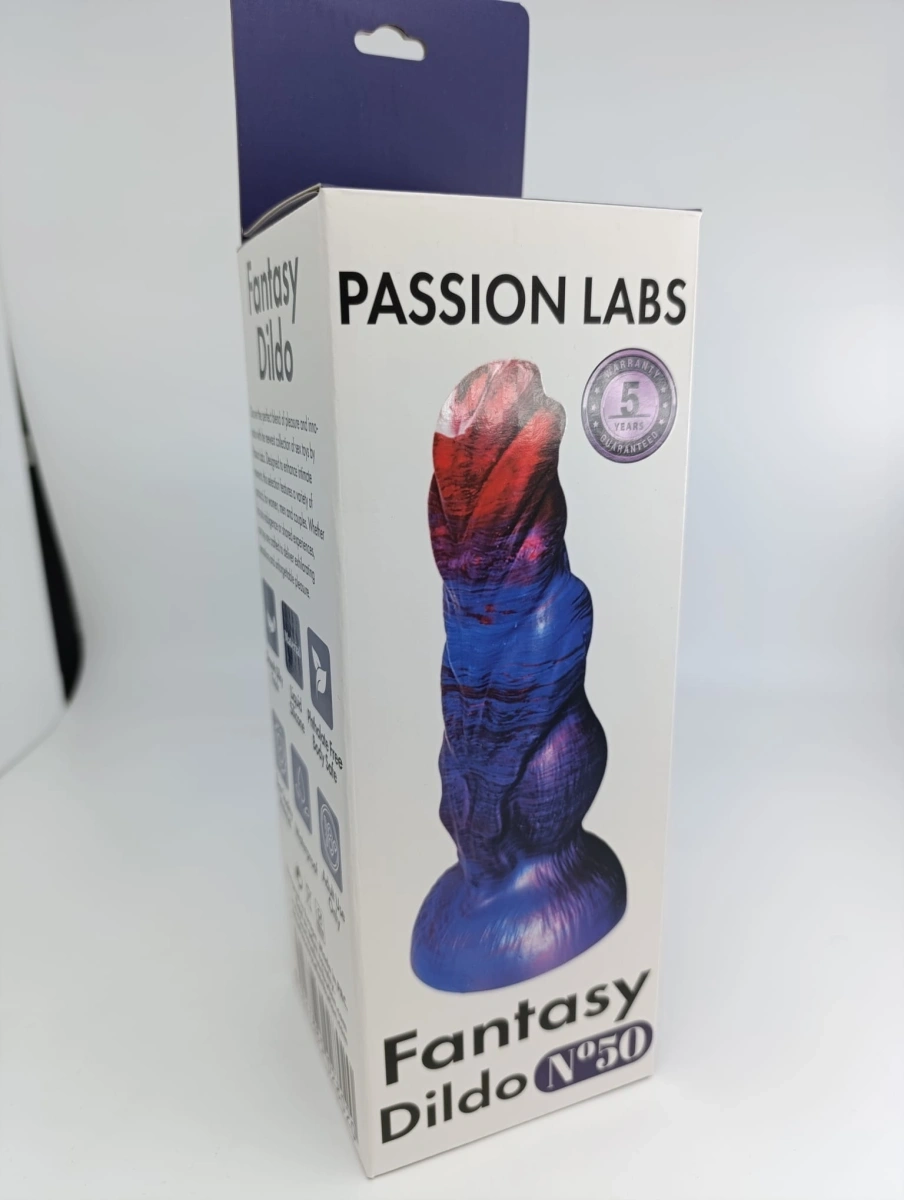 Dildo Fantasy No. 50 cu Ventuza, Silicon Lichid, Albastru, 19.4 cm, Passion Labs, #9, Erotic24.ro