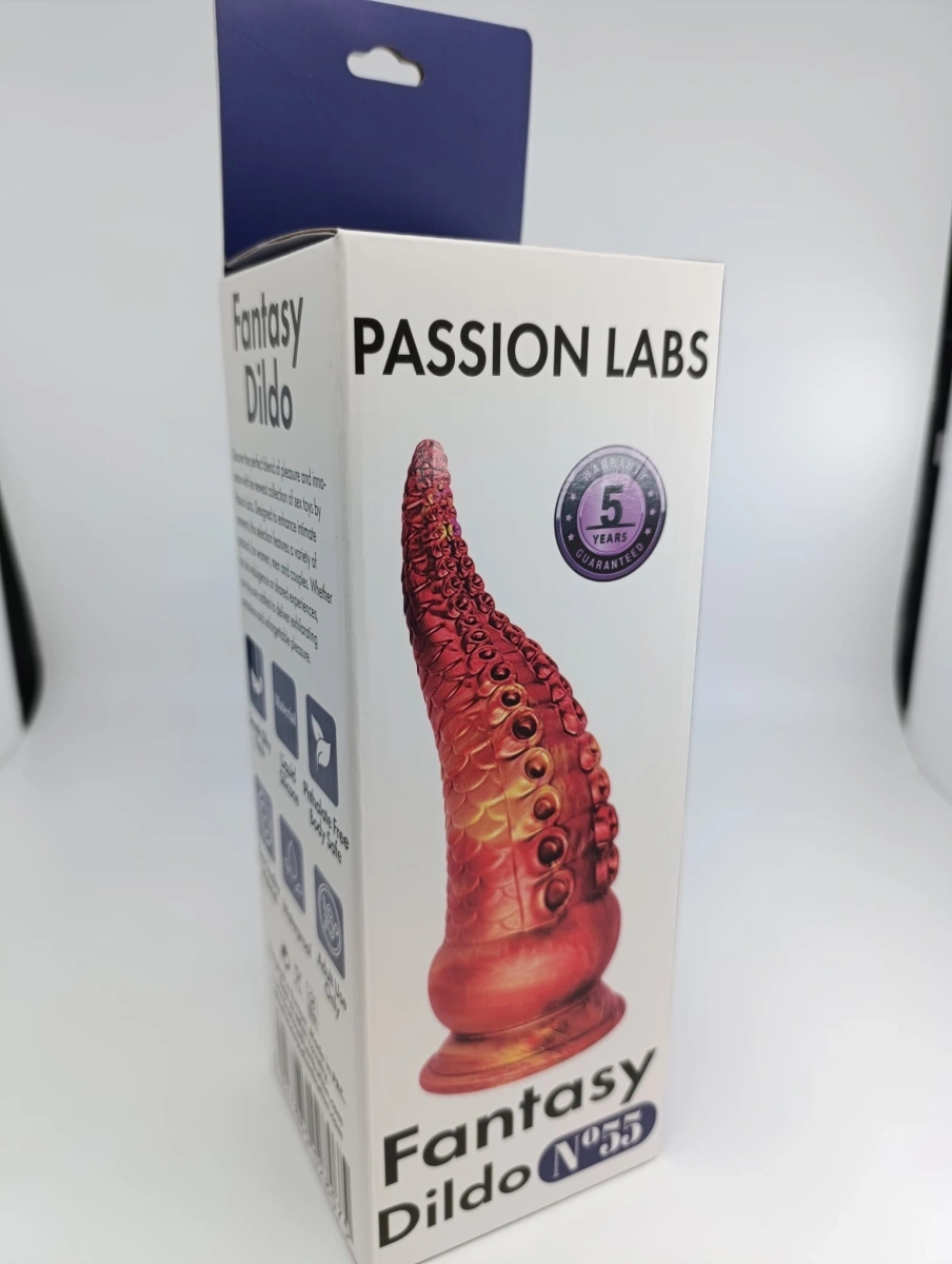 Dildo Fantasy No. 55 cu Ventuza, Silicon Lichid, Portocaliu, 21.5 cm, Passion Labs, #7, Erotic24.ro