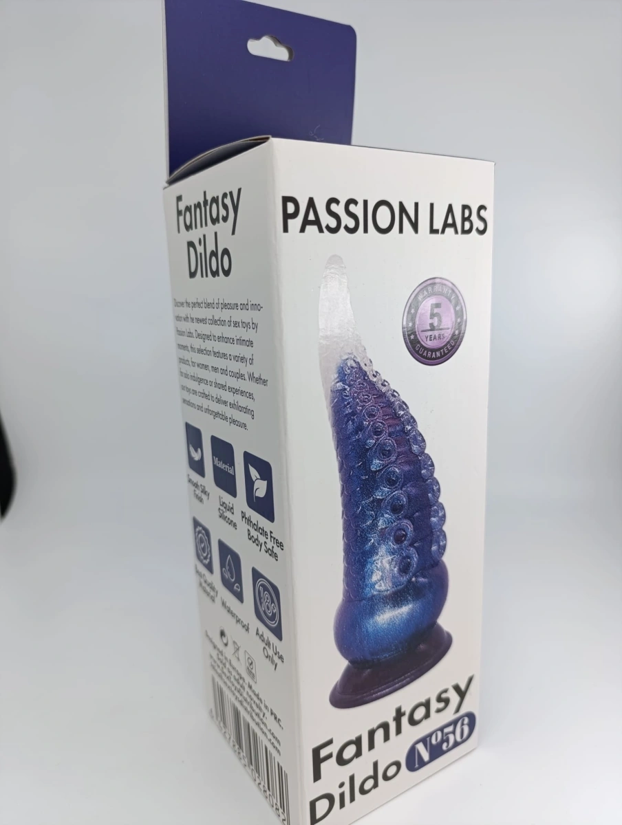 Dildo Fantasy No. 56 cu Ventuza, Silicon Lichid, Albastru, 21.5 cm, Passion Labs, #9, Erotic24.ro