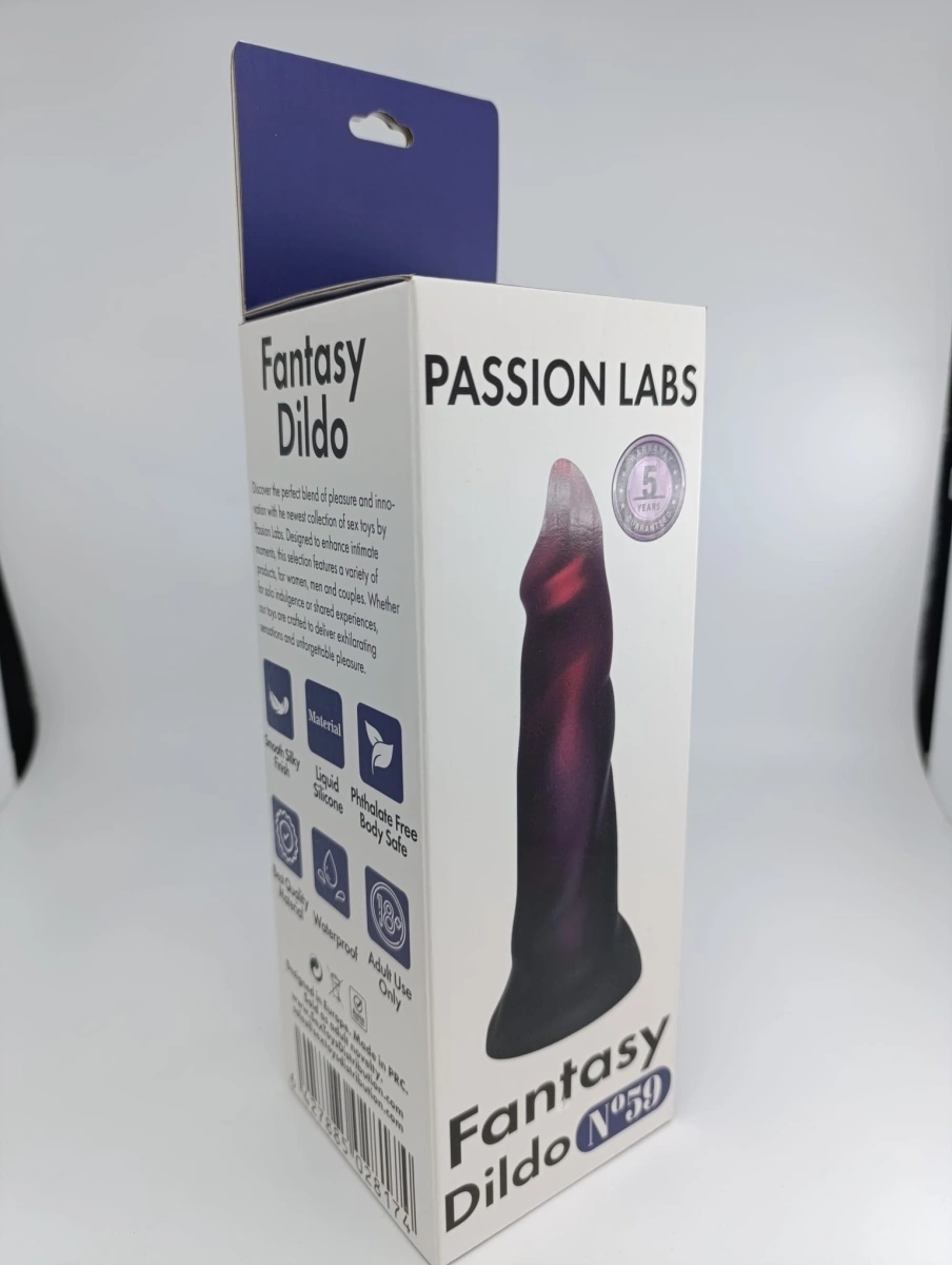 Dildo Fantasy No. 59 cu Ventuza, Silicon Lichid, Rosu Bordeaux, 22 cm, Passion Labs, #10, Erotic24.ro