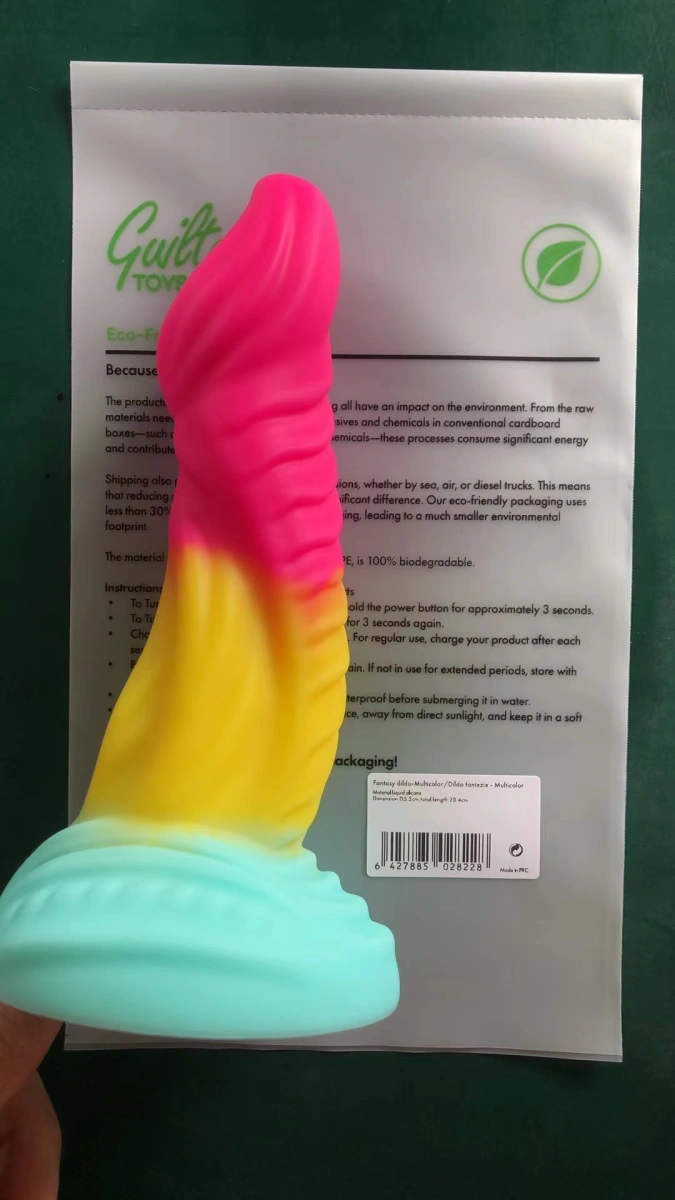 Dildo Fantasy Monstar cu Ventuza, Silicon Lichid, Multicolor, 20.4 cm, Guilty Toys, #7, Erotic24.ro