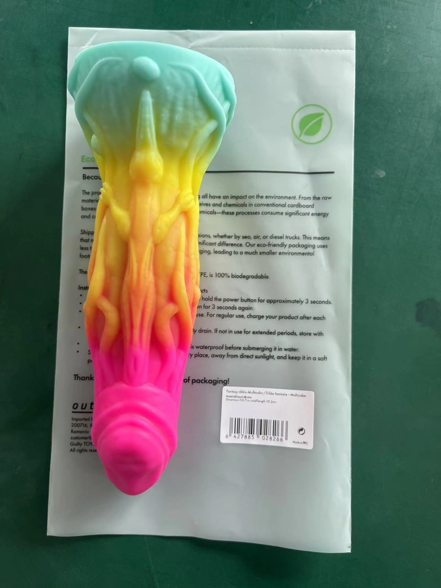 Dildo Fantasy Alien cu Ventuza, Silicon Lichid, Multicolor, 20.3 cm, Guilty Toys, Nr. 6, Erotic24.ro