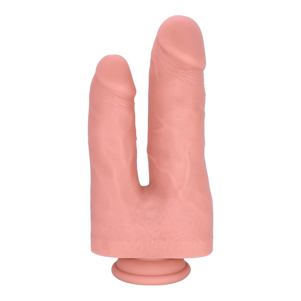 Dildo Dublu cu Ventuza la Baza, Silicon Lichid, Natural, 21.3 cm, Guilty Toys, #3, Erotic24.ro