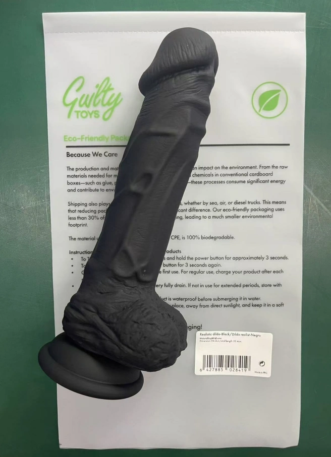 Dildo Realist Jacob cu Ventuza, Silicon Lichid, Negru, 20.4 cm, Guilty Toys, #7, Erotic24.ro
