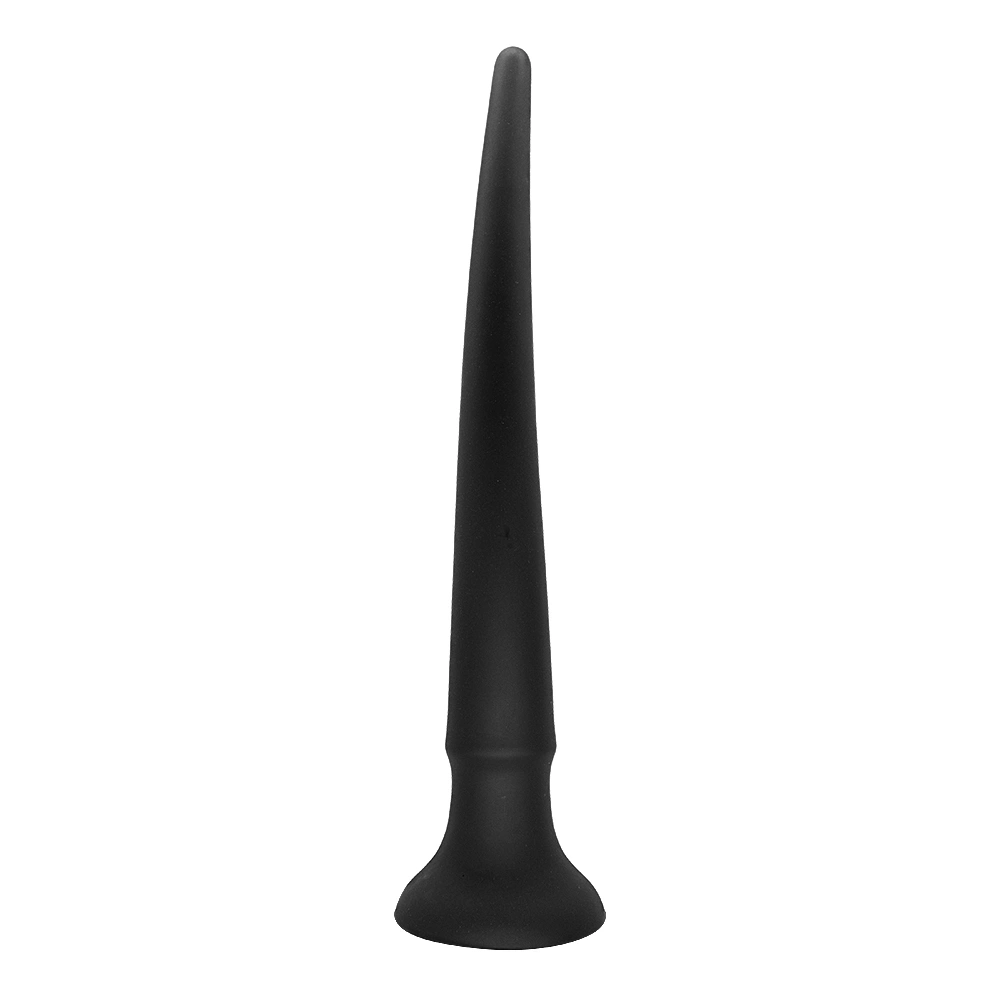 Dildo Anal Long Spear cu Ventuza, Silicon Lichid, Negru, 39 cm