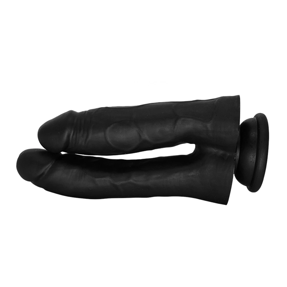 Dildo Dublu cu Ventuza la Baza, Silicon Lichid, Negru, 17.7 cm, Guilty Toys, #5, Erotic24.ro