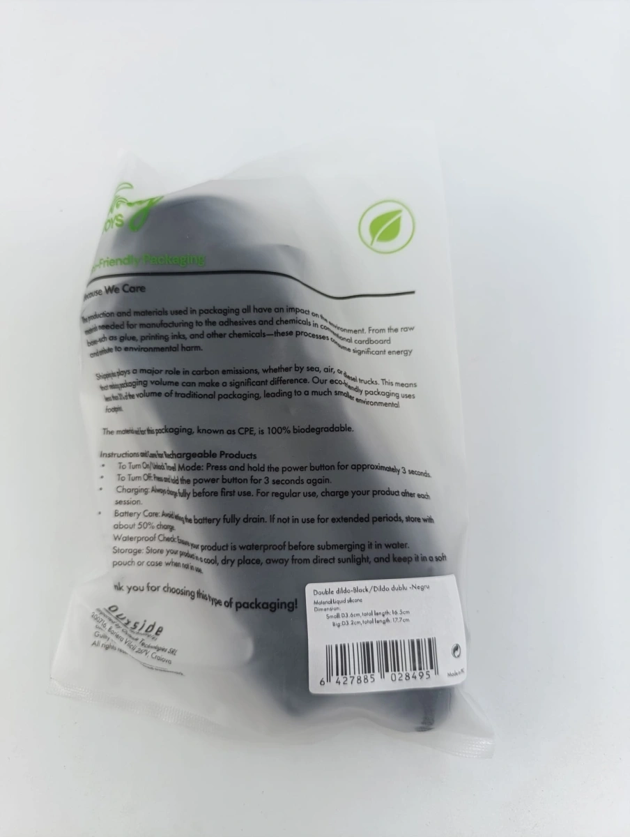 Dildo Dublu cu Ventuza la Baza, Silicon Lichid, Negru, 17.7 cm, Guilty Toys, #8, Erotic24.ro