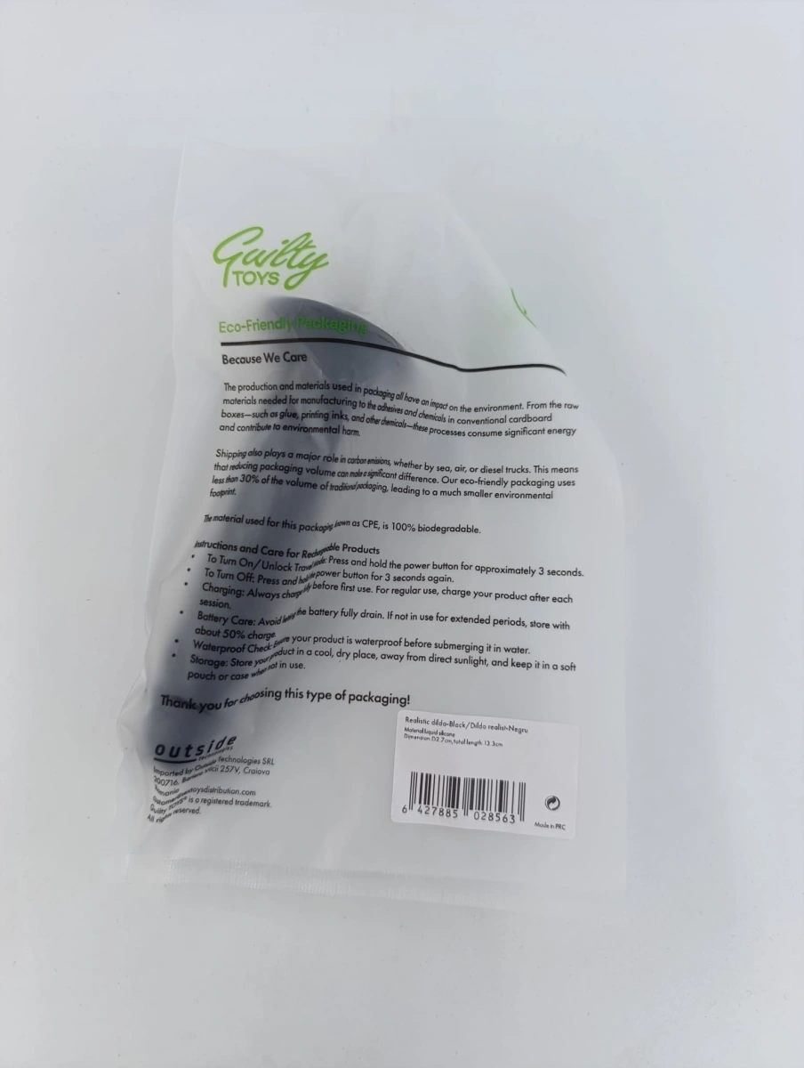 Dildo Realist Mini cu Ventuza, Silicon Lichid, Negru, 13.3 cm, Guilty Toys, Nr. 7, Erotic24.ro