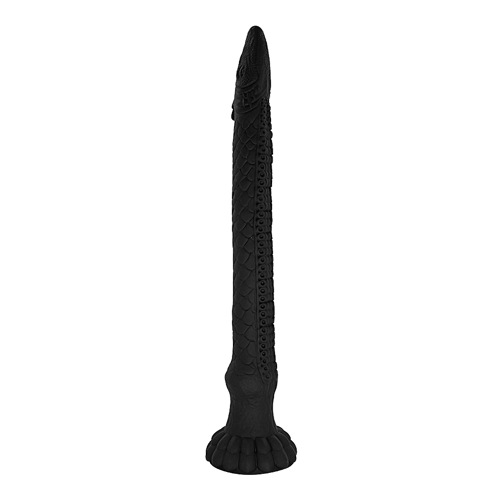 Dildo Anal Snake Venom cu Ventuza, Silicon Lichid, Negru, 42 cm, #1, Erotic24.ro