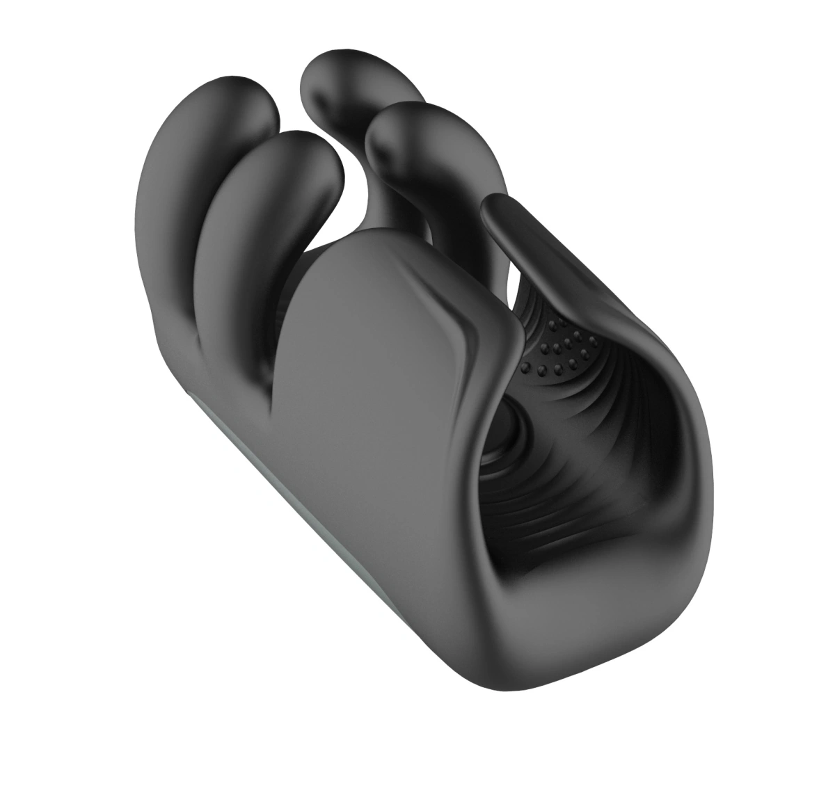 Masturbator Barbati Power, Functie de Vibratii, Pulsare, Strangere, Silicon, USB, Negru, 14 cm