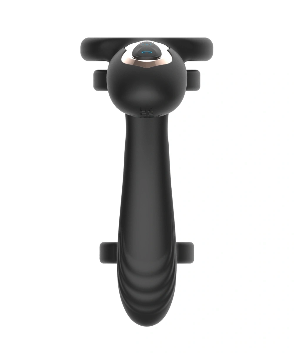 Inel de Penis cu Vibratii si Miscari Rotative, Remote Control, Silicon, USB, Negru, Guilty Toys, #11, Erotic24.ro