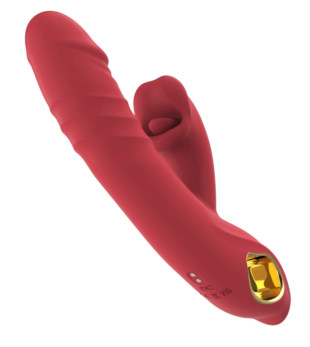 Vibrator Thrusting Rabbit, 10 Moduri Vibratii, 5 Moduri Impingere, 5 Moduri Muscare, Silicon, USB Magnetic, Rosu, 24.6 cm, Passion Labs, #10, Erotic24.ro